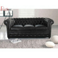 Furniture Factory Retro Black Couch 3-Seater Chesterfield Sofa For Hotel